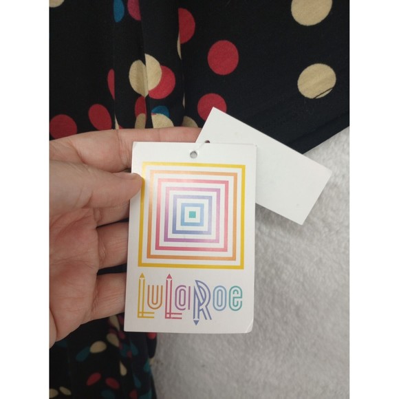 NWT LuLaRoe Tunic Top Plus Size 3XL Black with Colorful Dots Stretch Lightweight - Picture 5 of 16
